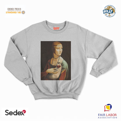 felpa con girocollo unisex- donna con il pinguino