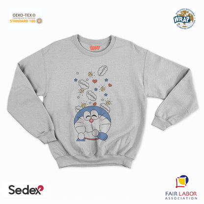 felpa con girocollo unisex- gatto spaziale manga pensiero