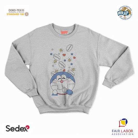 felpa con girocollo unisex- gatto spaziale manga pensiero