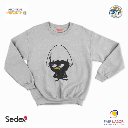 felpa con girocollo unisex- pulcino nero arrabbiato