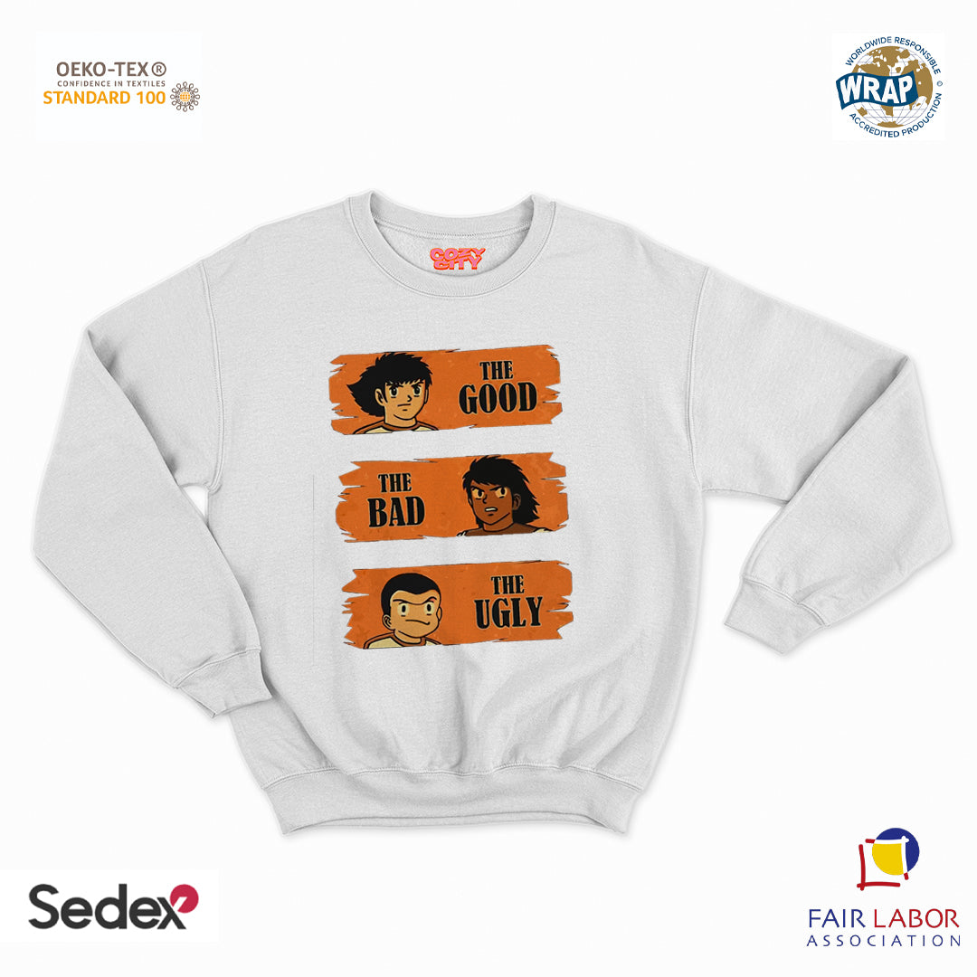 felpa con girocollo unisex- il buono il brutto e il cattivo cartoon manga