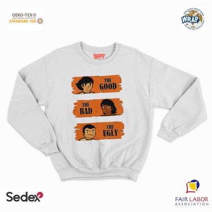 felpa con girocollo unisex- il buono il brutto e il cattivo cartoon manga