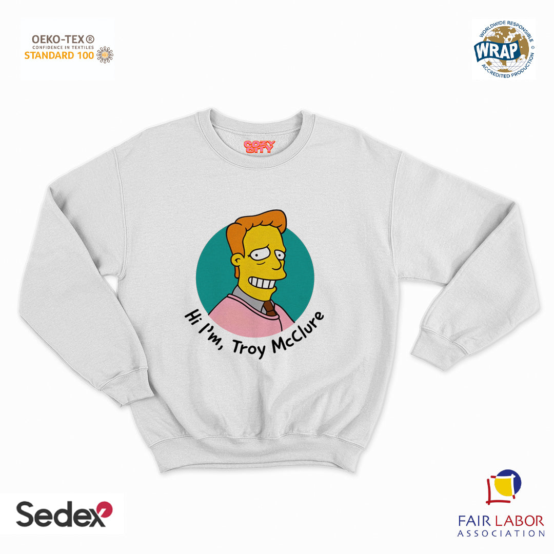 felpa con girocollo unisex- hi i m t macclure
