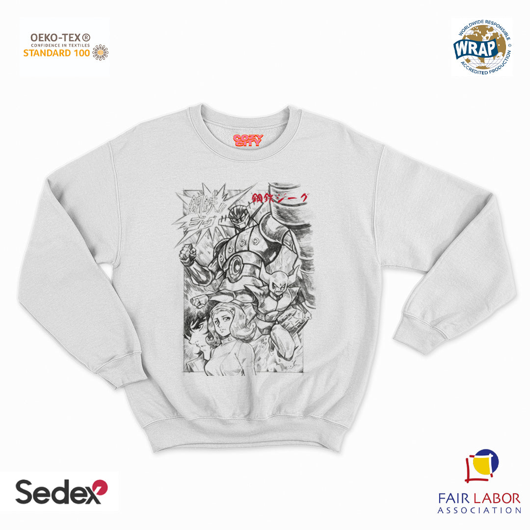 felpa con girocollo unisex- robottone acciaio