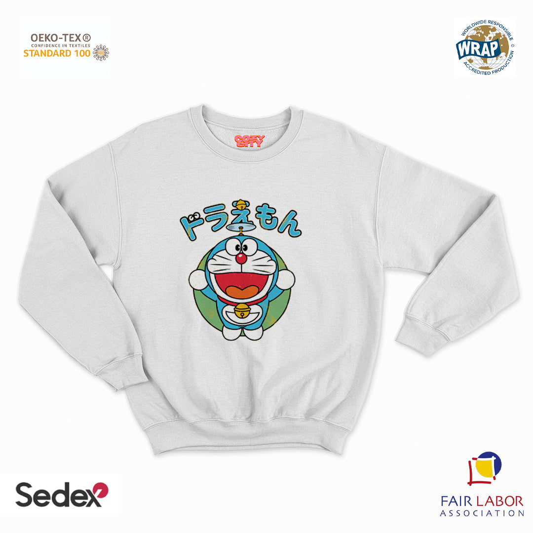 felpa con girocollo unisex- gatto spaziale giapponese