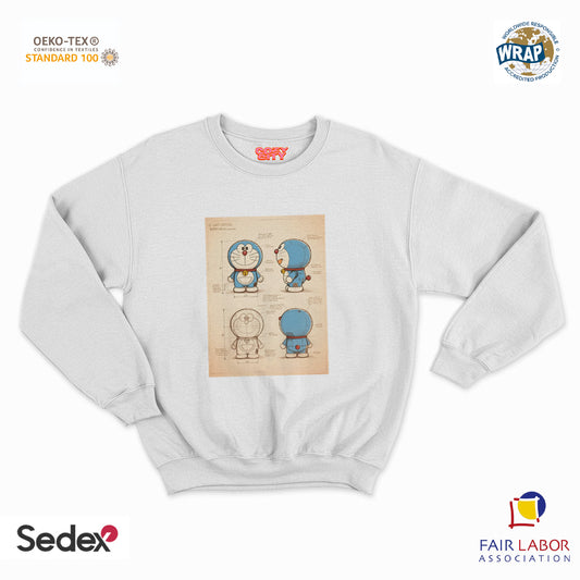 felpa con girocollo unisex- gatto spaziale giapponese progetto