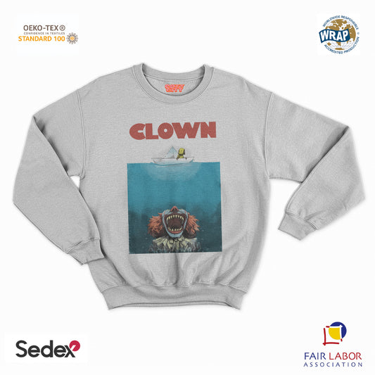 felpa con girocollo unisex- squalo clown