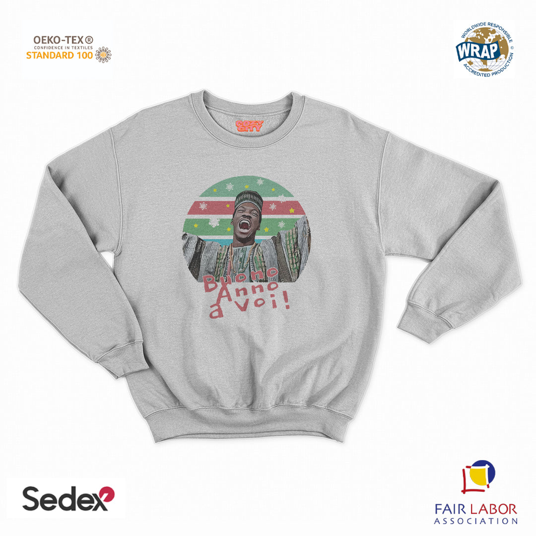 felpa con girocollo unisex- buono anno a voi una poltrona per due