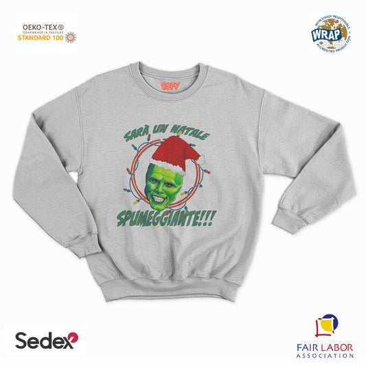 felpa con girocollo unisex- un natale spumeggiante the mask