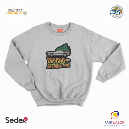 felpa con girocollo unisex- driving home for christmas natale