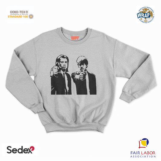 felpa con girocollo unisex- pulp fiction sagoma