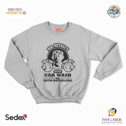 felpa con girocollo unisex- mr miyagi s car wash
