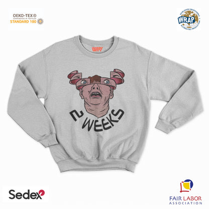 felpa con girocollo unisex- 2 weeks douglas quaid atto di forza