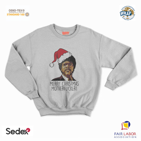 felpa con girocollo unisex-natale merry christmas motherfucker