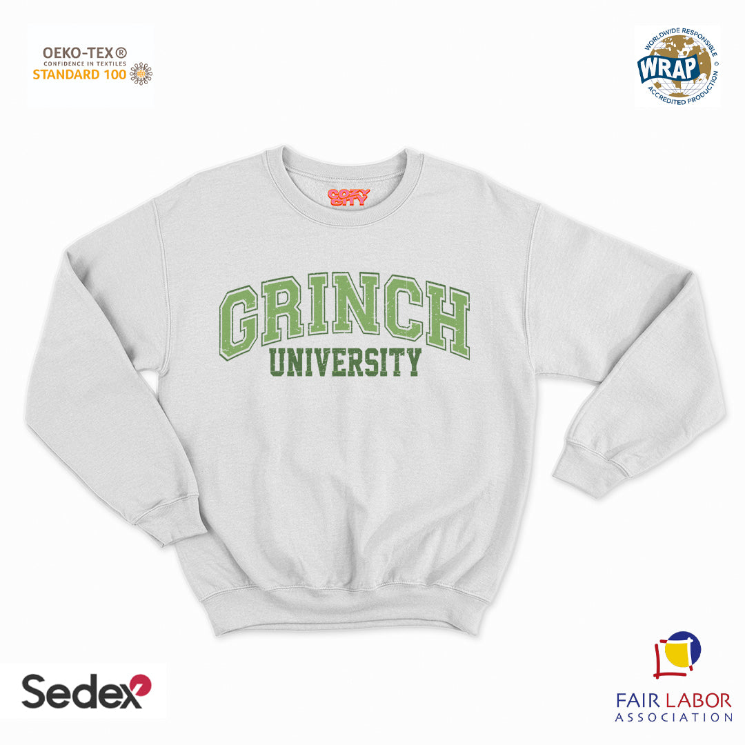 felpa con girocollo unisex- grinch university natale