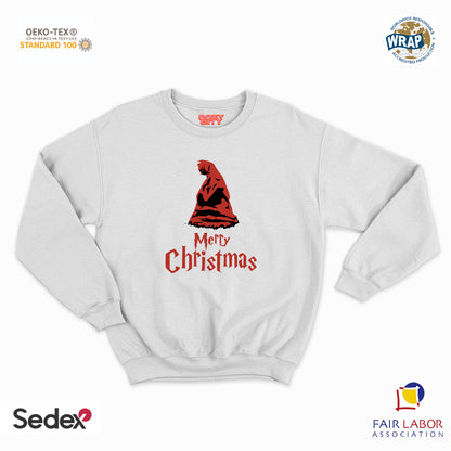 felpa con girocollo unisex- merry harry chistmas