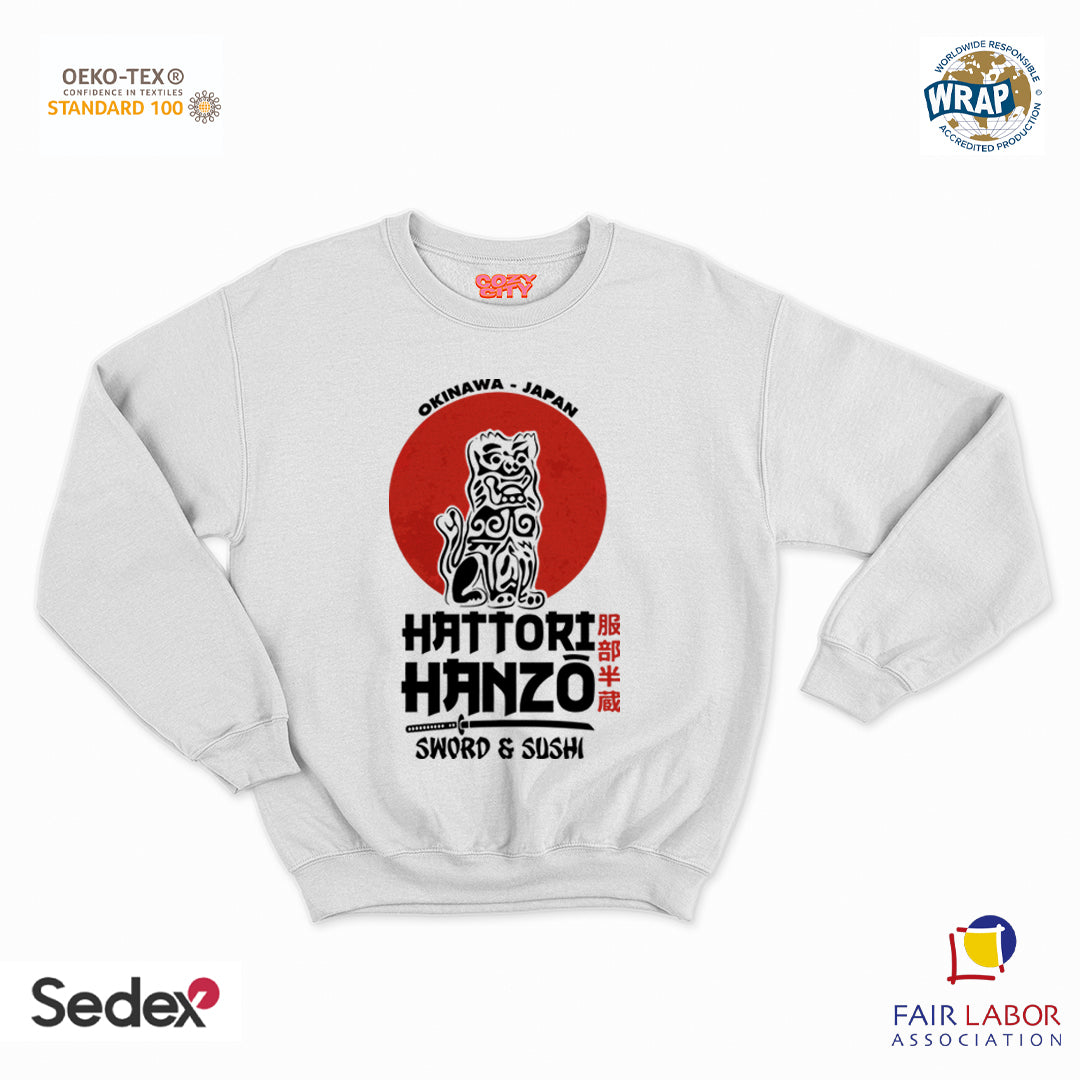 felpa con girocollo unisex- hanzo sword & sushi nero