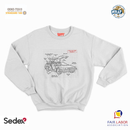 felpa con girocollo unisex- schema tecnico macchina del tempo