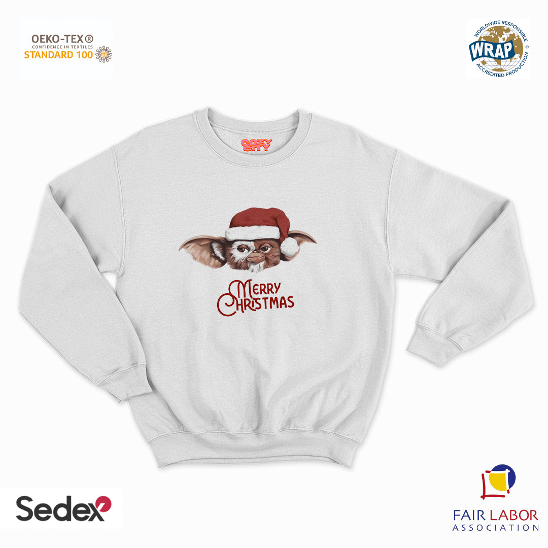 felpa con girocollo unisex- merry christmas mostro