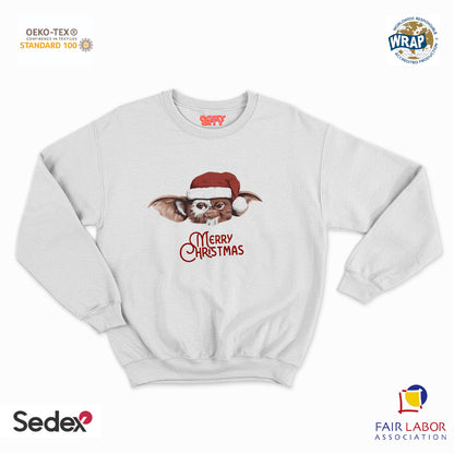 felpa con girocollo unisex- merry christmas mostro
