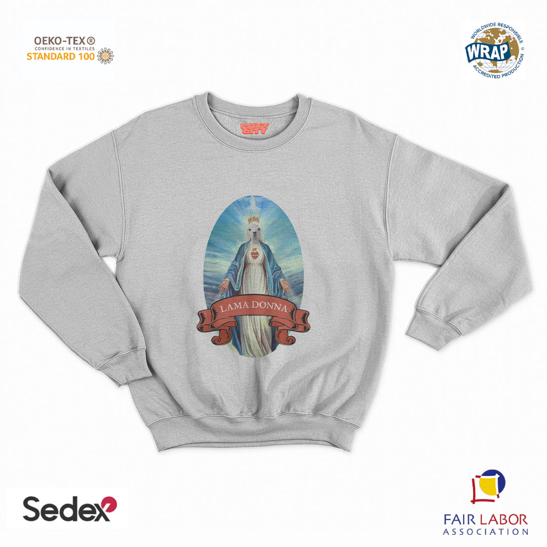 felpa con girocollo unisex- lama donna