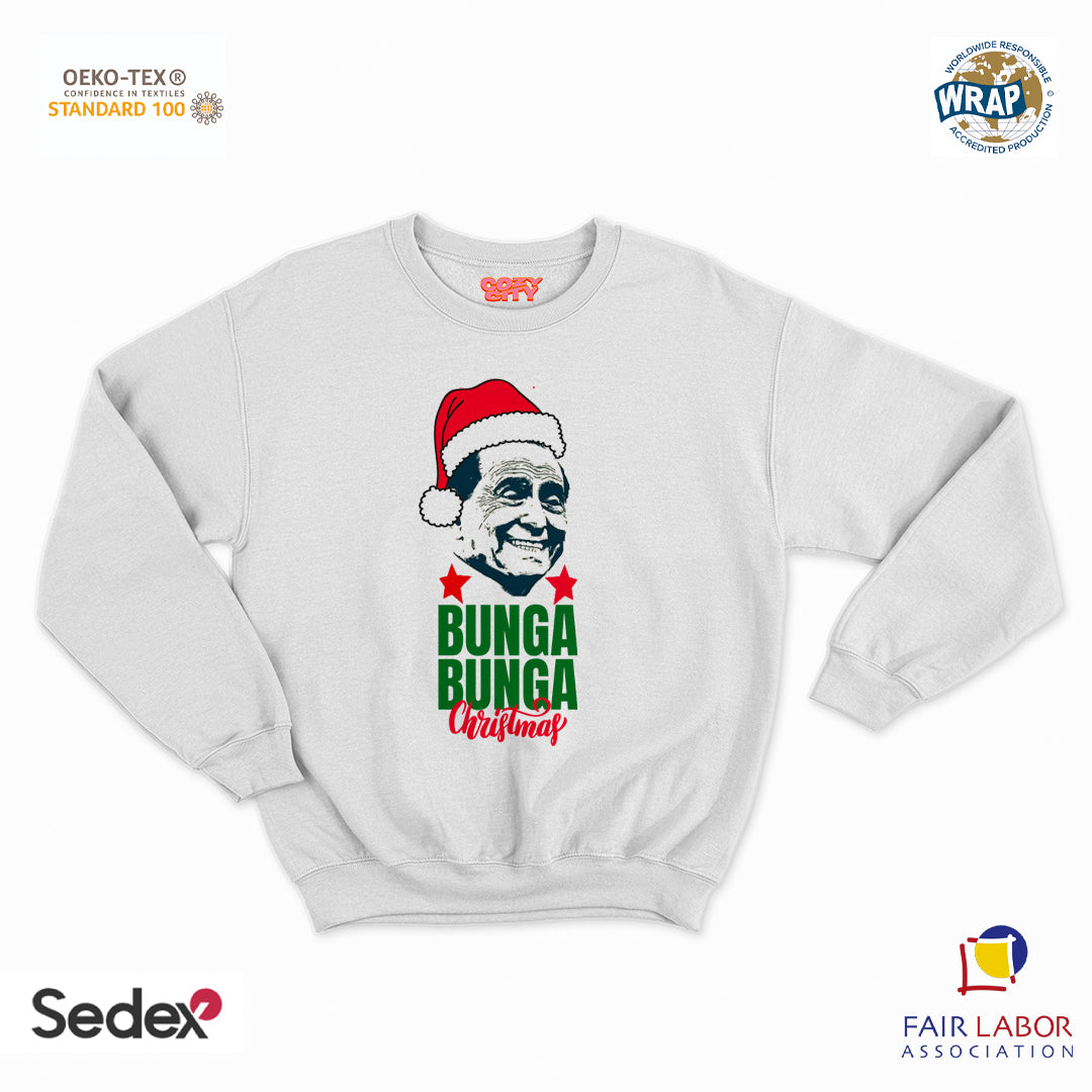 felpa con girocollo unisex- bunga bunga silvio christmas