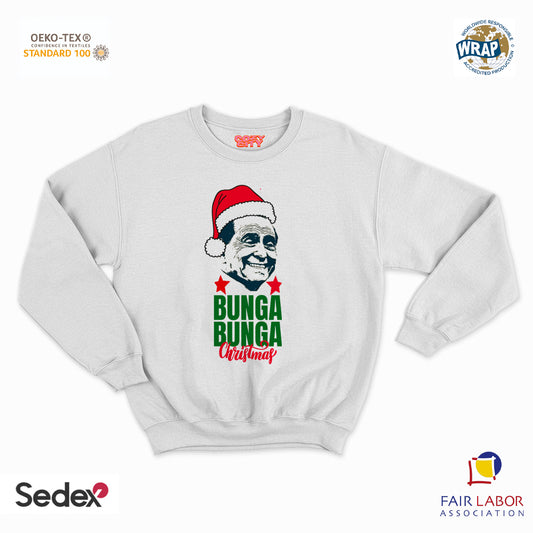 felpa con girocollo unisex- bunga bunga silvio christmas