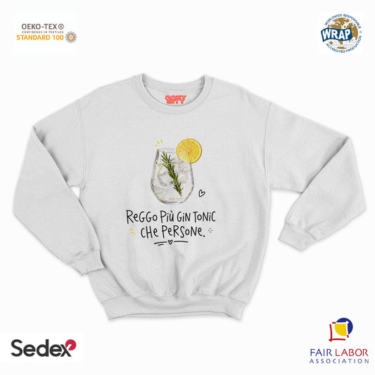 felpa con girocollo unisex- reggo più gin tonic che persone