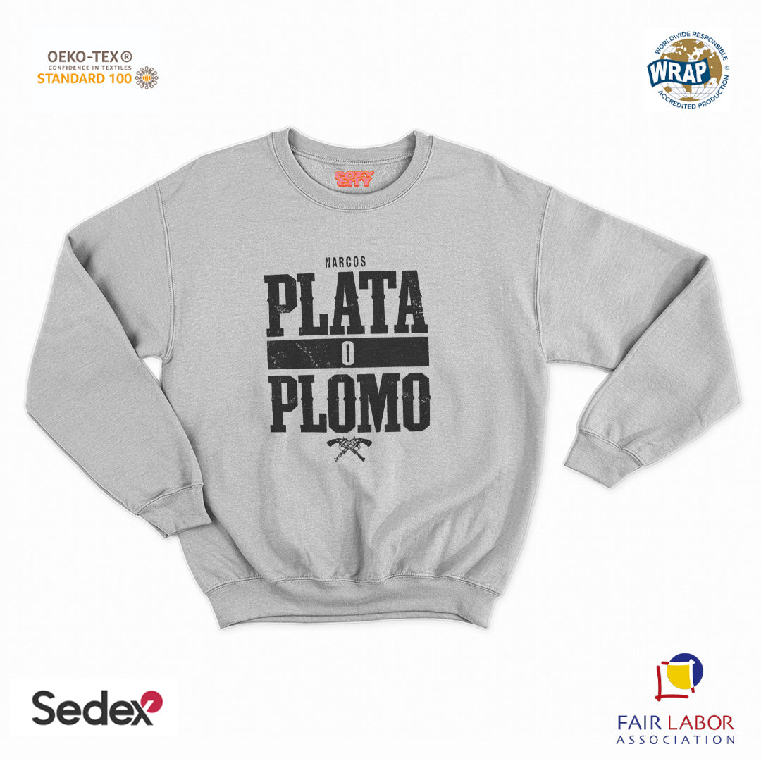 felpa con girocollo unisex- plata o plomo