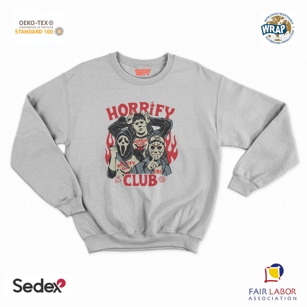 felpa con girocollo unisex- horror fire club horrify halloween