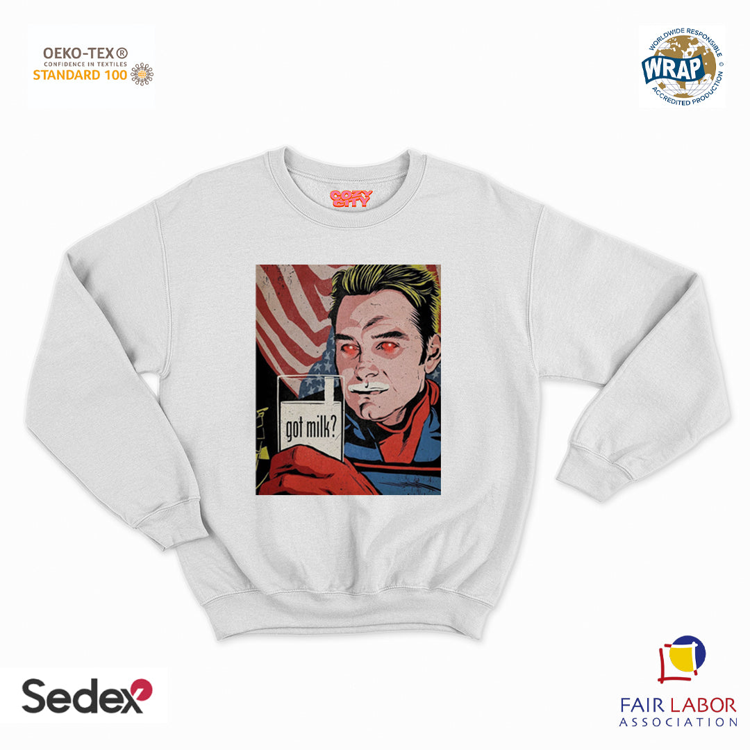 felpa con girocollo unisex- go milk eroe