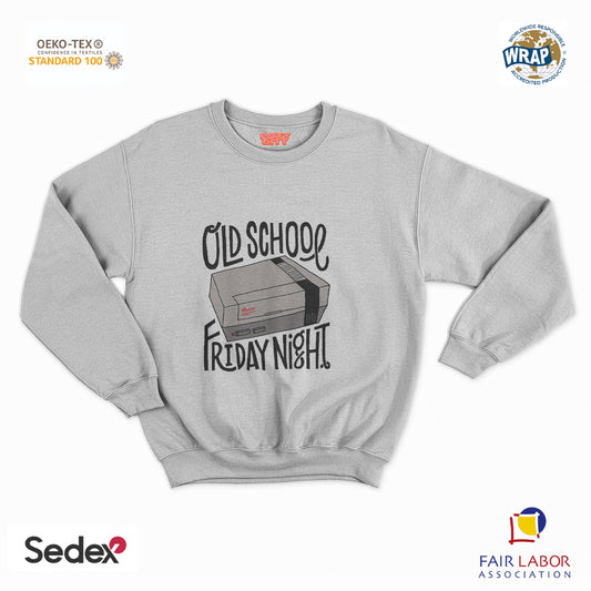 felpa con girocollo unisex- old school friday night