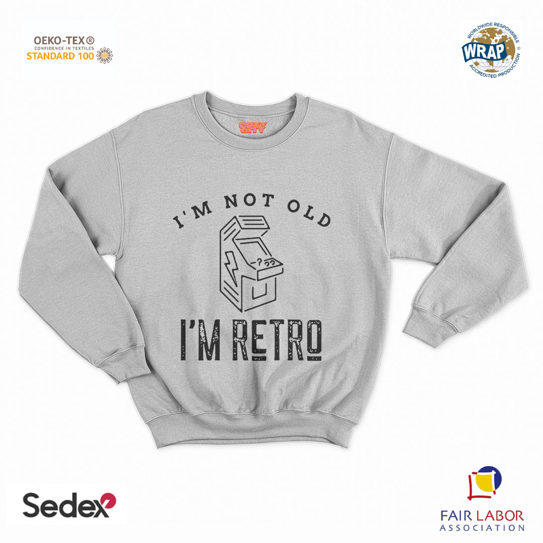 felpa con girocollo unisex- i m not old i m retro