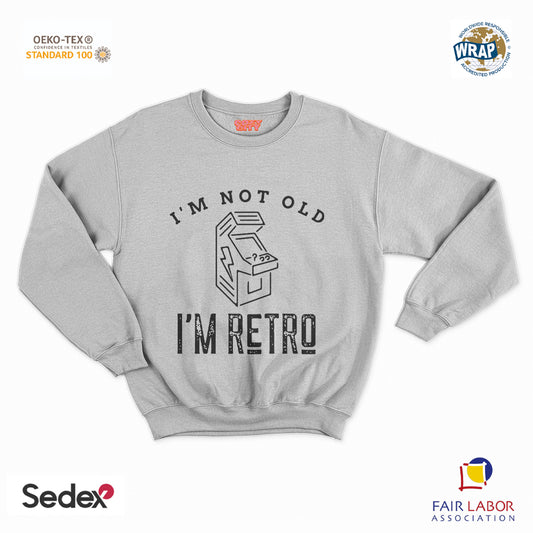 felpa con girocollo unisex- i m not old i m retro