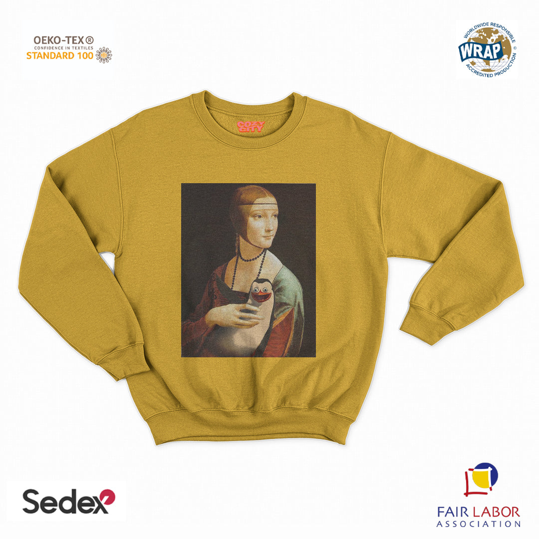 felpa con girocollo unisex- donna con il pinguino