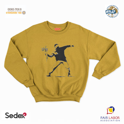 felpa con girocollo unisex- banksy lanciatore