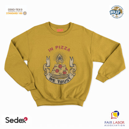felpa con girocollo unisex- in pizza we trust illuminati