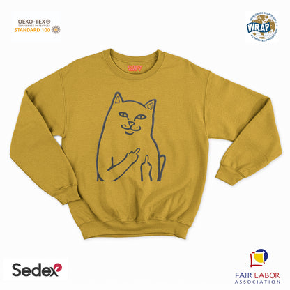 felpa con girocollo unisex- gatto fuck