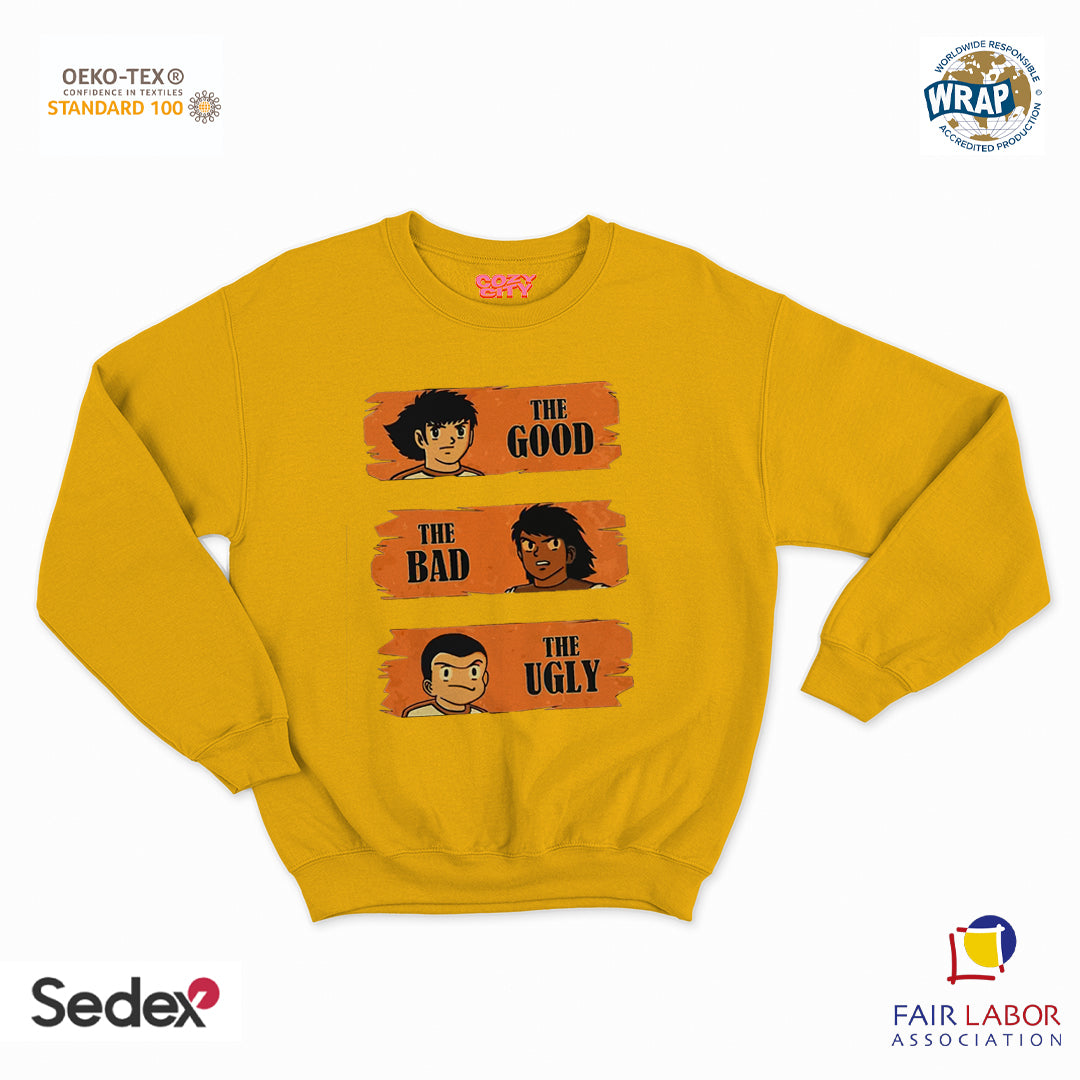 felpa con girocollo unisex- il buono il brutto e il cattivo cartoon manga