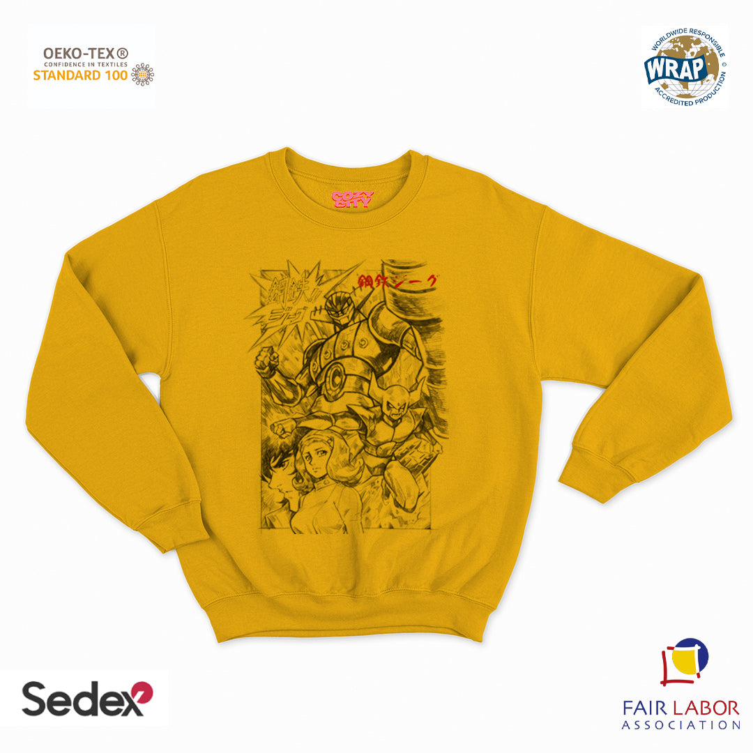 felpa con girocollo unisex- robottone acciaio