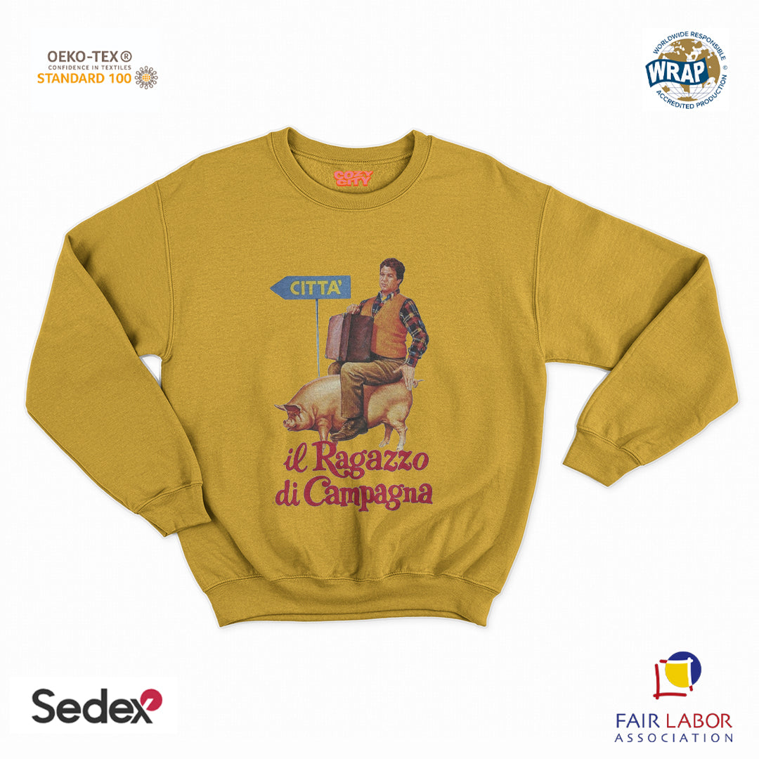 felpa con girocollo unisex- ragazzo di campagna