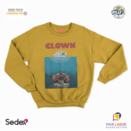 felpa con girocollo unisex- squalo clown