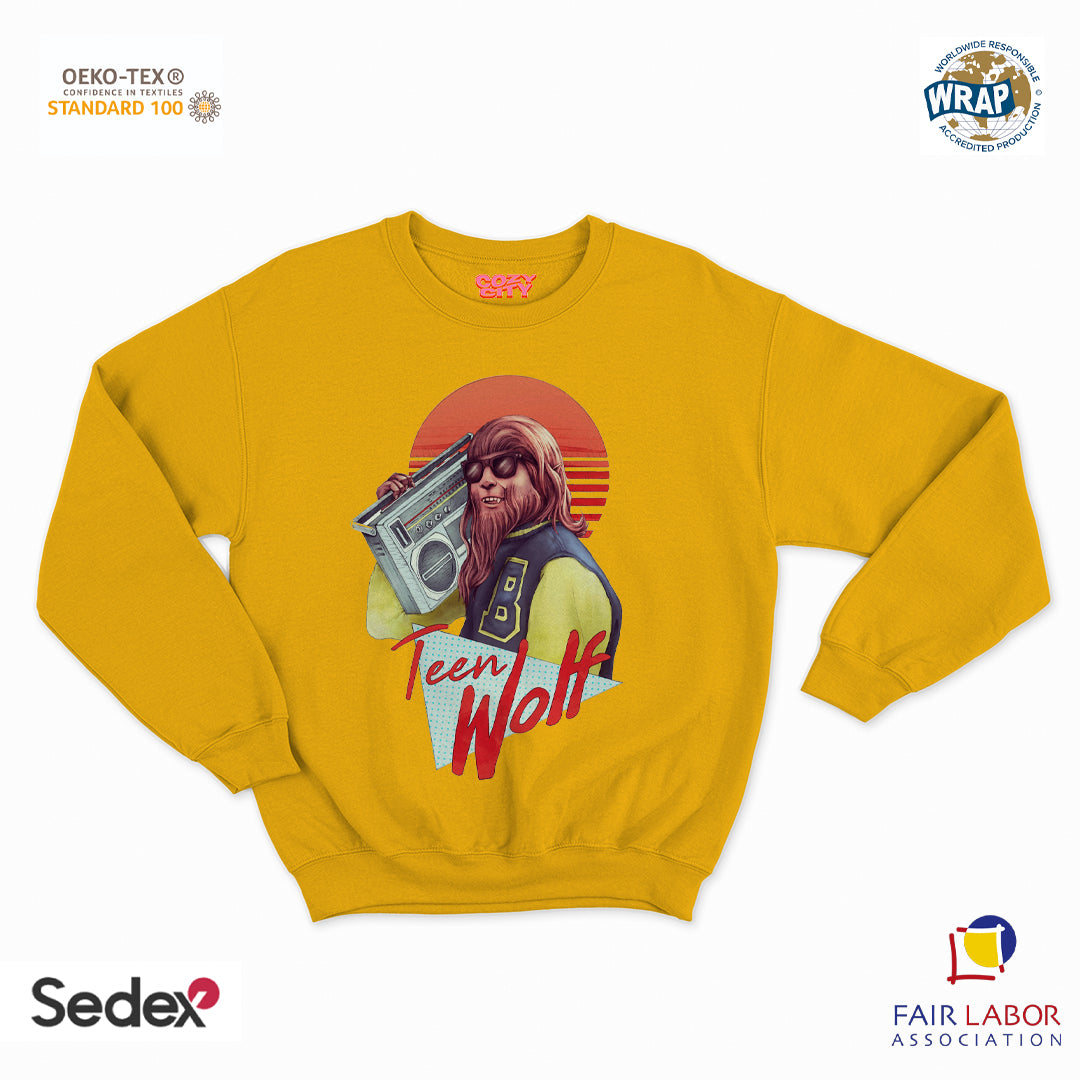 felpa con girocollo unisex- lupo teen