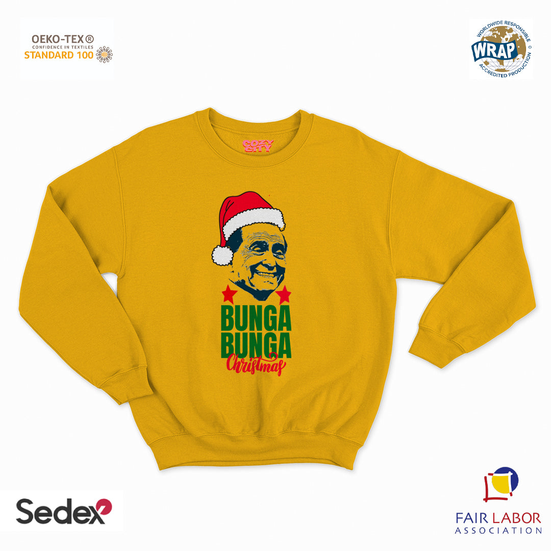 felpa con girocollo unisex- bunga bunga silvio christmas