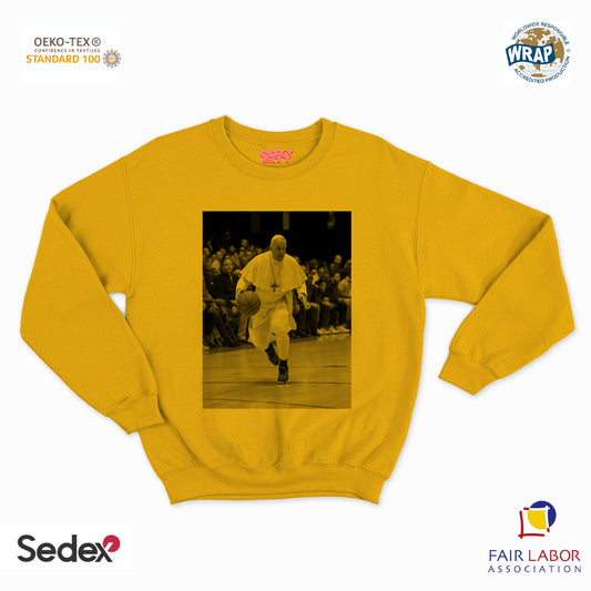 felpa con girocollo unisex- papa franci basket