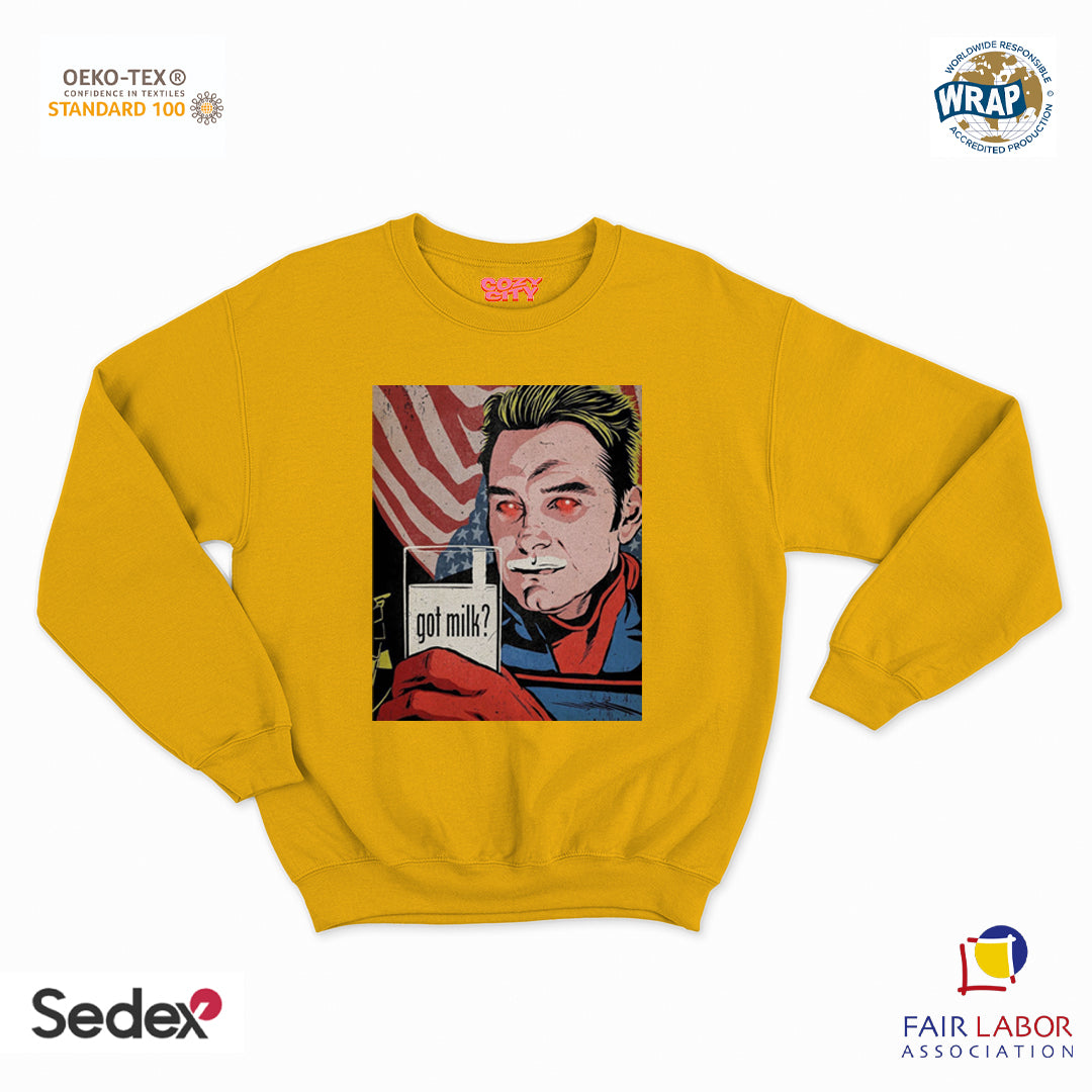 felpa con girocollo unisex- go milk eroe
