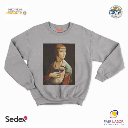 felpa con girocollo unisex- donna con il pinguino