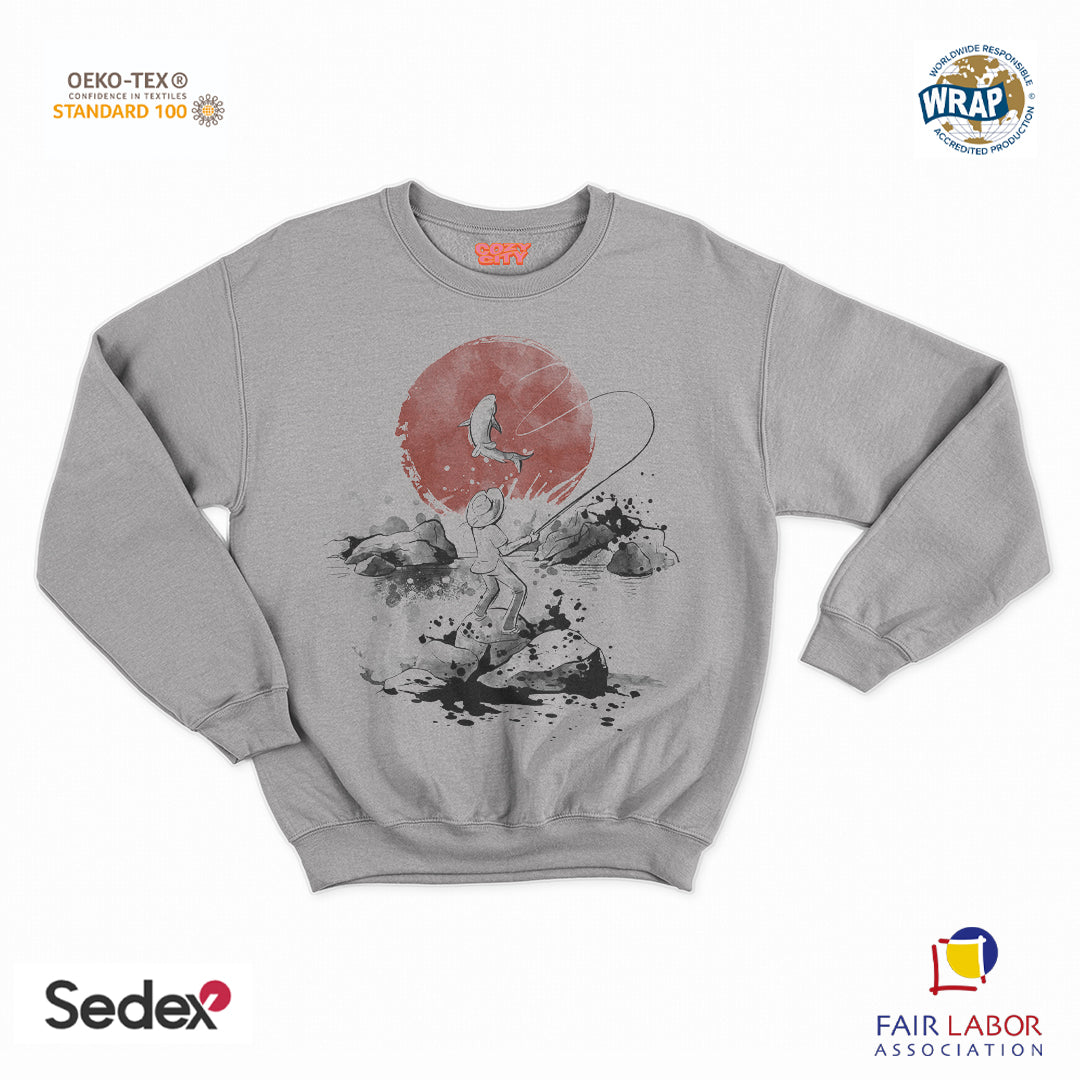 felpa con girocollo unisex- pescatore manga