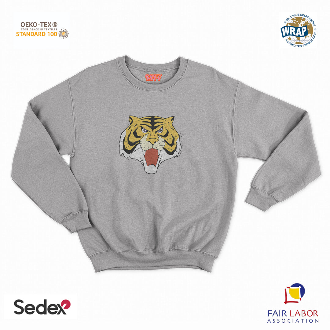 felpa con girocollo unisex- tigre manga