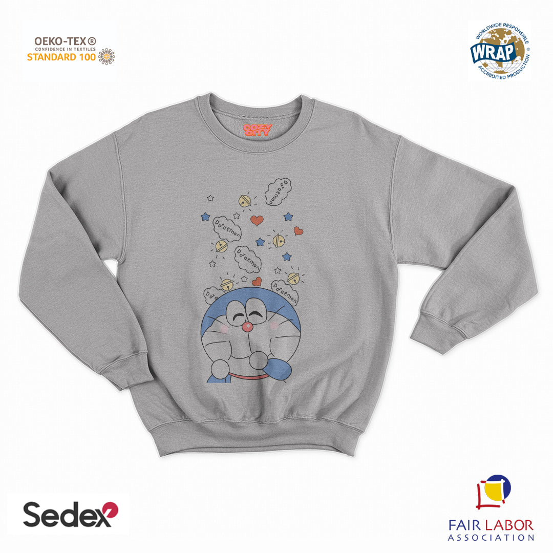 felpa con girocollo unisex- gatto spaziale manga pensiero